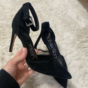 Calvin Klein black leather heels